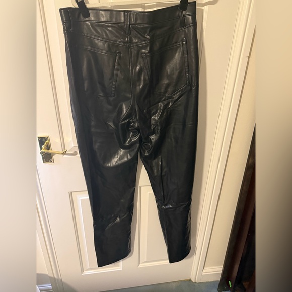 Abercrombie Vegan Leather 90s Straight Ultra High Rise Pant 32/14L Black long - Picture 2 of 6